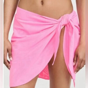 NWT Good American Sugar Pink Leg Daze Mesh Tie Sarong Coverup, Size 2x-5x (2)